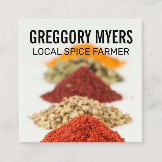 Kruiden & Specerijen Vierkante Visitekaartje (Voorkant)