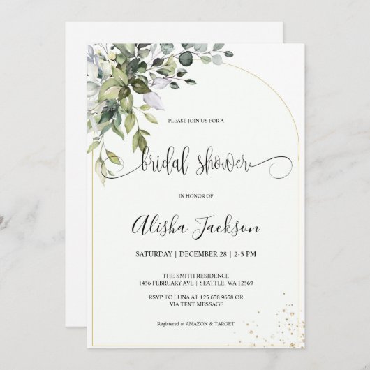 Kruiden Waterverf bruids doucheuitnodiging Feestdagenkaart (Voorkant / Achterkant)