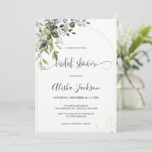 Kruiden Waterverf bruids doucheuitnodiging Feestdagenkaart (Staand voorkant)