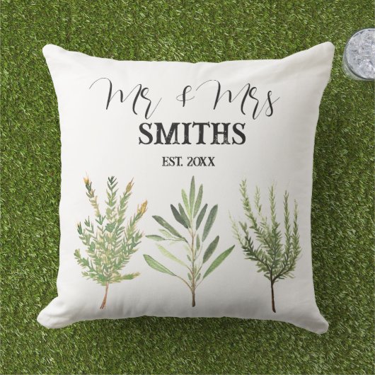 Kruiden Waterverf Sage Botanisch Buitenkussen (Gras)