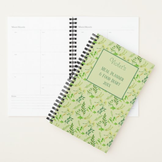 Kruidenbladeren - Groen Gepersonaliseerd Voedselda Planner (Display)