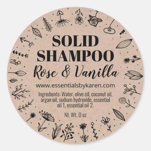 Kruidenbloemen Biologische Solid Shampoo Labels (Voorkant)