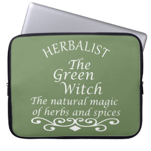 Kruidengenezer groene heks magie natuurlijke genee laptop sleeve