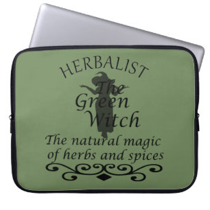 Kruidengenezer groene heks magie natuurlijke genee laptop sleeve