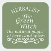 Kruidengenezer groene heks magie natuurlijke genee vierkante sticker (Voorkant)