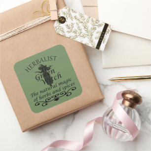 Kruidengenezer groene heks magie natuurlijke genee vierkante sticker