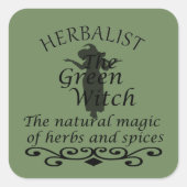 Kruidengenezer groene heks magie natuurlijke genee vierkante sticker (Voorkant)