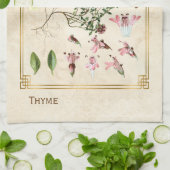  kruidenillustraties Wilde Thyme Botanisch Theedoek (Gevouwen)