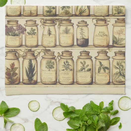 kruidenontwerp theedoek (Gevouwen)