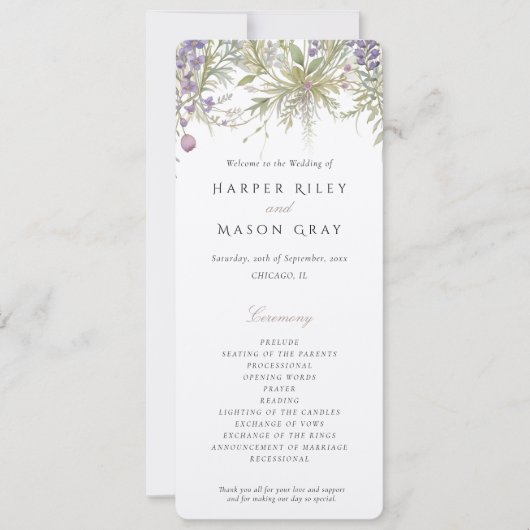 Kruidentuin bruiloft programma pastel kleuren (Voorkant)