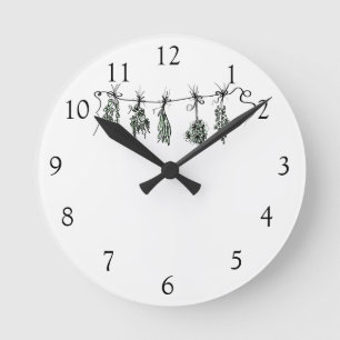 Kruidentuintekening minimalistische botanische boh ronde klok