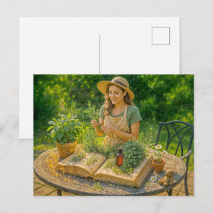 Kruidenwijsheid uit een oud botanisch boek feestdagenkaart