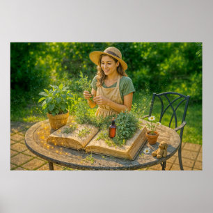 Kruidenwijsheid uit een oud botanisch boek poster
