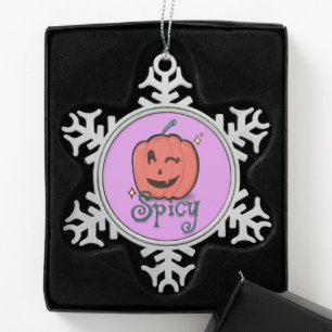 kruidig pompoenkruid tin sneeuwvlok ornament