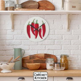 Kruidig Rood Minimal Haak Jalapeno Knit Crafts Ronde Klok