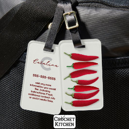 Kruidig Rood Modern Minimal Haak Jalapeno Naam Bagagelabel