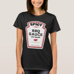 Kruidige BBQ Sauce Bottle Label Grappige Halloween T-shirt