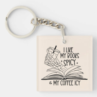 Kruidige boeken & ijzige koffie sleutelhanger