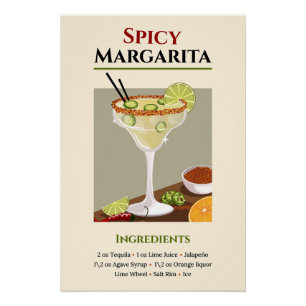 Kruidige Margarita Recept Art – Tequila Cocktail Perfect Poster