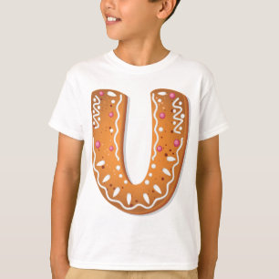 Kruidkoek Letter U Monogram Kerstkoekje T-shirt