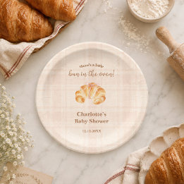 Kruimel in de Oven Croissant Meisje Baby Shower Papieren Bordje