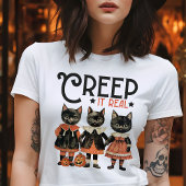 Kruip het echt zwart kat vintage Halloween Tri-Blend Shirt