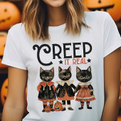 Kruip het echt zwart kat vintage Halloween Tri-Blend Shirt