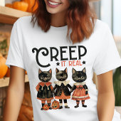Kruip het echt zwart kat vintage Halloween Tri-Blend Shirt