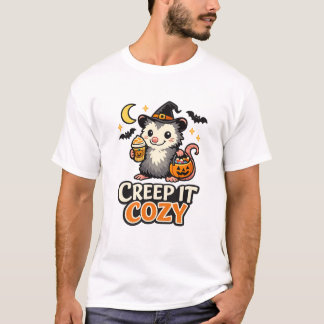 Kruip het knus Halloween opossum T-shirt