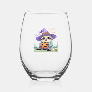 Kruip het langzaam � Grappig Halloween T-shirt met Wijnglas Zonder Voet