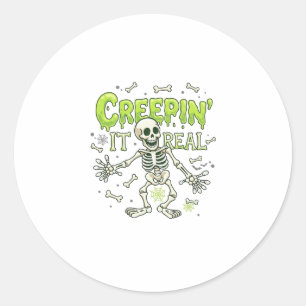 Kruipend Het Is Echt Skelet Halloween Botten Spinn Ronde Sticker