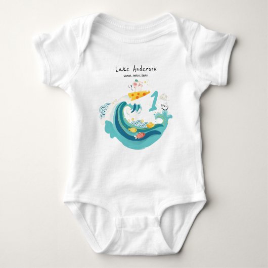 Kruipend, lopen, Surf golfritme/muis Zodiac Romper (Voorkant)