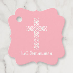 Kruis Baby roze communiqué baptisme Christening Bedankjes Labels