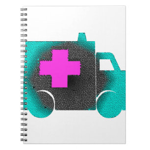 kruis blauwe ambulance verpleegster emt dokter med notitieboek
