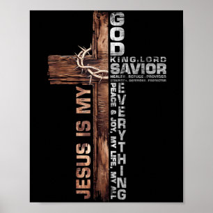 Kruis Christenen Jezus Is Mijn God Koning Heer Hei Poster