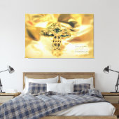 Kruis- en bijbelprijsopgave - christendom canvas afdruk (Insitu (Slaapkamer))