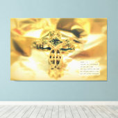 Kruis- en bijbelprijsopgave - christendom canvas afdruk (Insitu (Houten vloer))