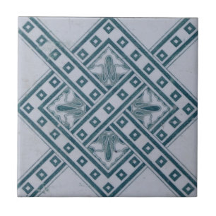 Kruis en Blauw Grijze Vierkanten Weven Tegeltje
