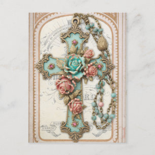 kruis en bloemen briefkaart
