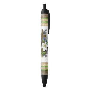 Kruis en bloemen zwarte inkt pen
