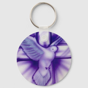 Kruis en duif sleutelhanger