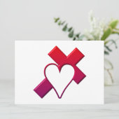 Kruis en hart #1 (3D Rood / paars ) Kaart (Staand voorkant)