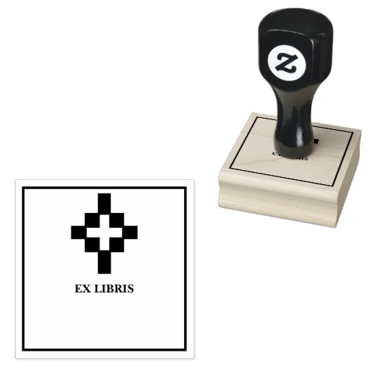 Kruis ex-libris rubberstempel (Gestempeld)