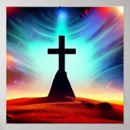 Kruis in een woestijn-Poster Poster