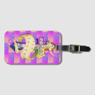 Kruis in vintage tattoo stijl. Gay en geliefd  Bagagelabel
