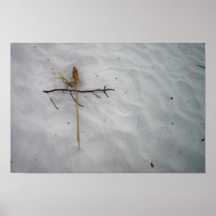 Kruis in zand poster