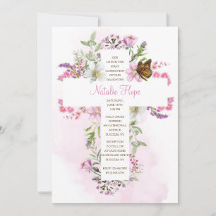 Kruis met bloemen religieus kaart