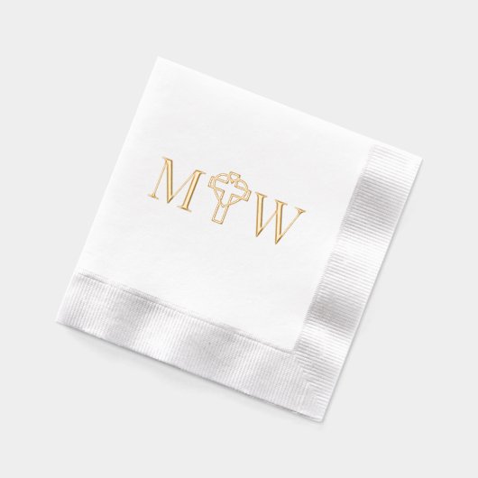 Kruis met Entwined Heart Couple 2 Init Monogram Folie Servetten (Links)