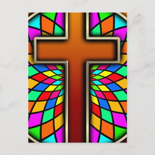 KRUIS MET GLAS IN LOOD BRIEFKAART (Voorkant)