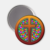 KRUIS MET GLAS IN LOOD MAGNEET (Voorkant / Achterkant)